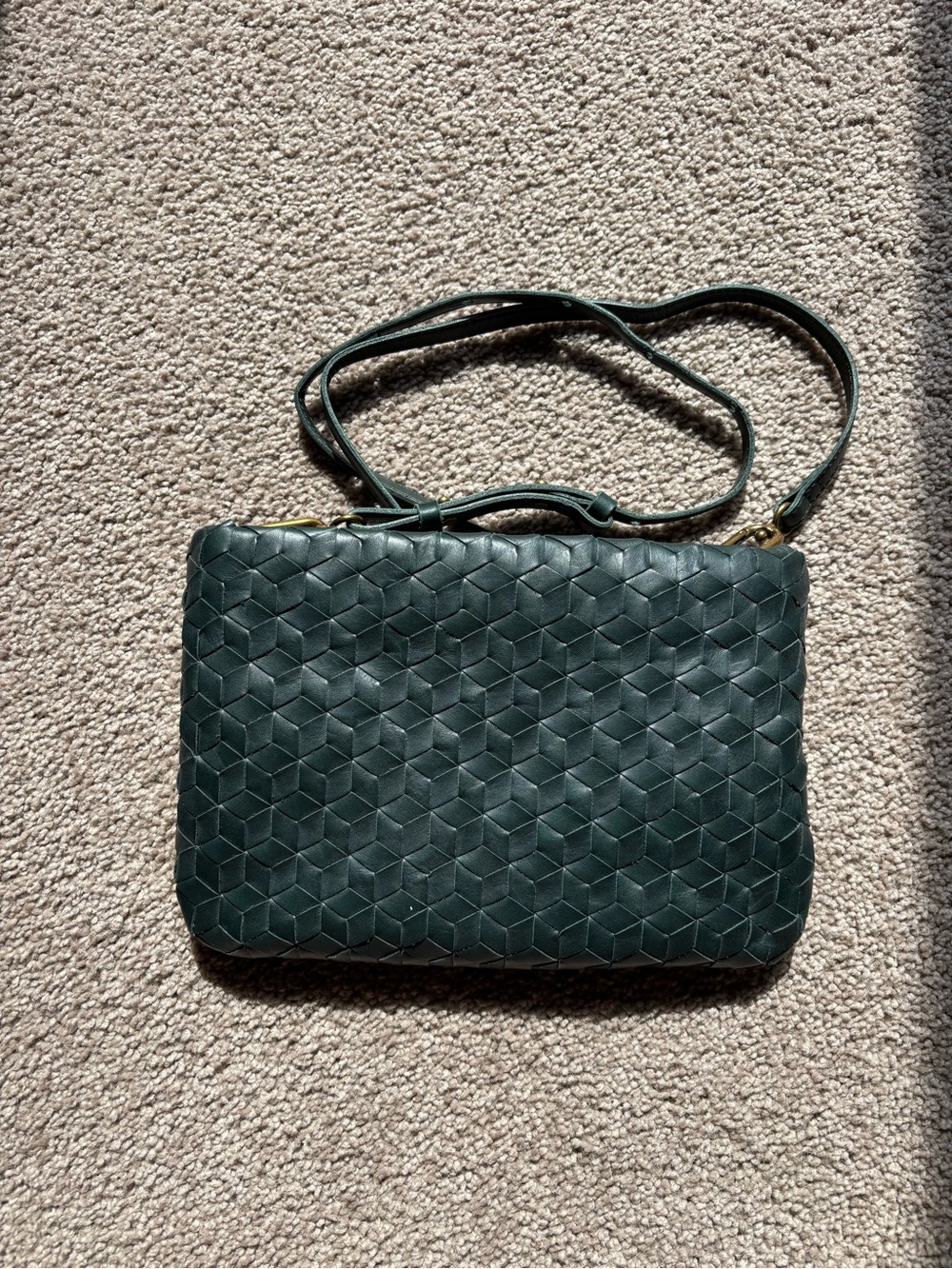Madewell Dark Green Woven Leather Crossbody